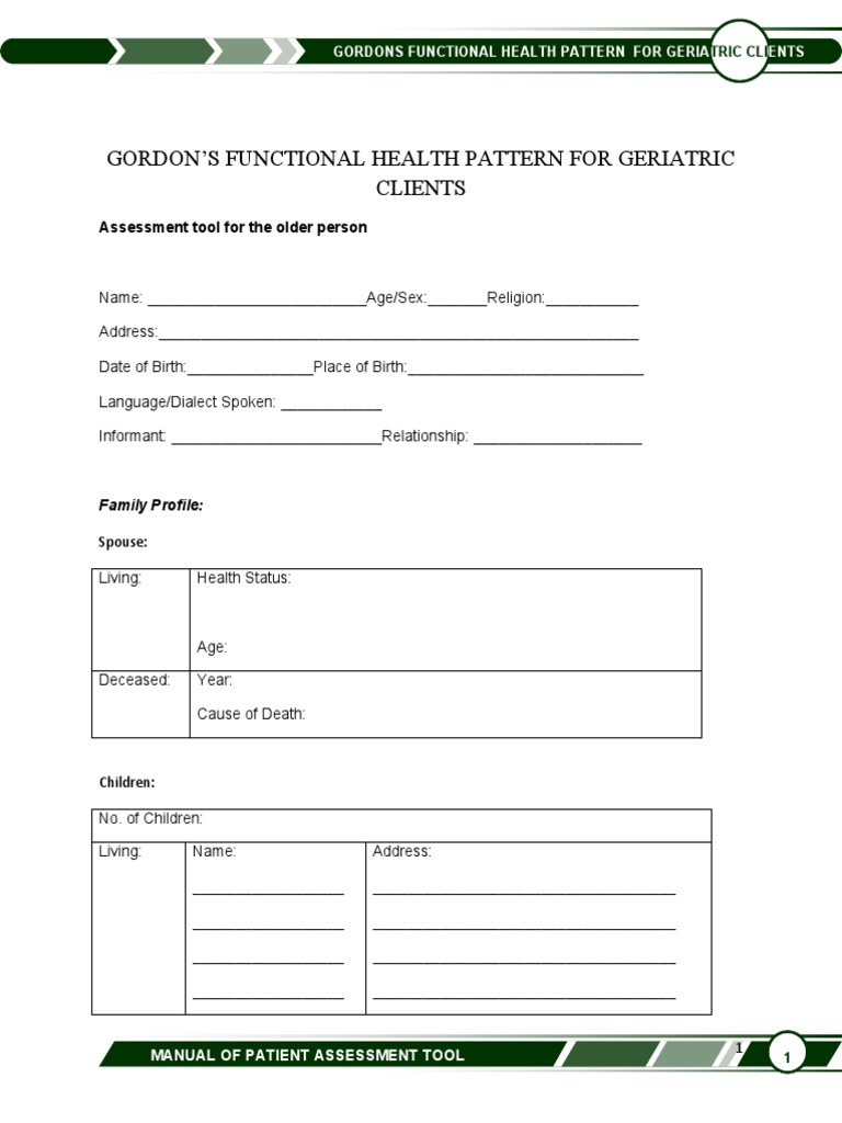 Geriatric Assessment Using Gordon's Patterns | PDF | Urinary ...