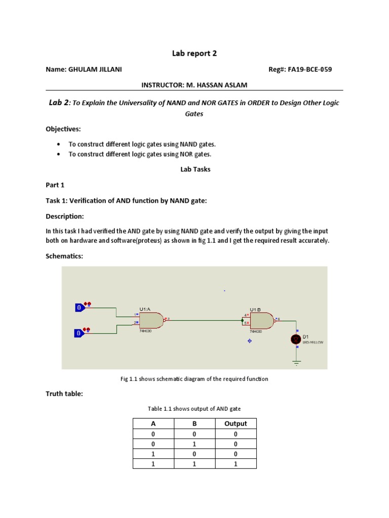 Lab Report 2 To Explain The Universality of NAND and NOR GATES in