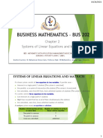 Business Mathematics - Bus 202: Systems of Linear Equations and Matrices