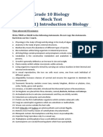 Grade 10 Biology Mock Test Chapter (1) Introduction To Biology
