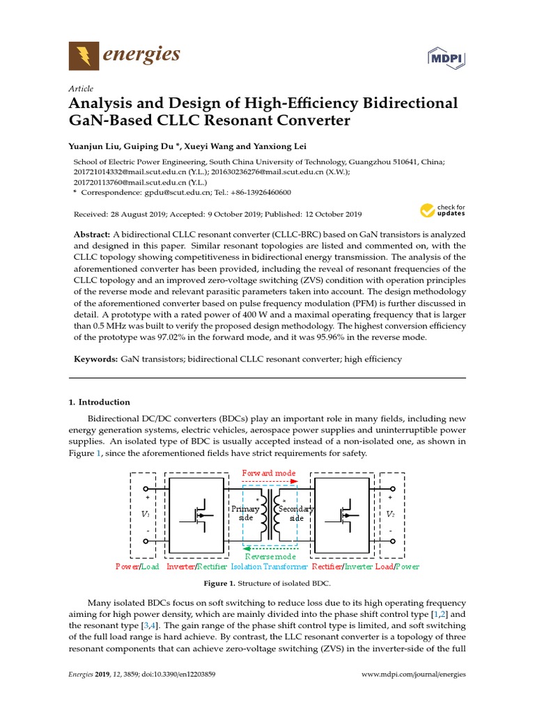 Energies Analysis and Design of HighEfficiency Bidirectional Gan