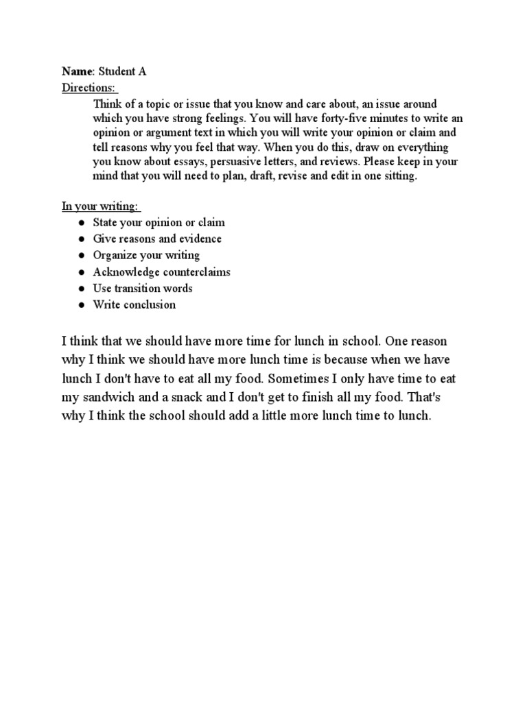 Importance of Extended School Lunch Time | PDF