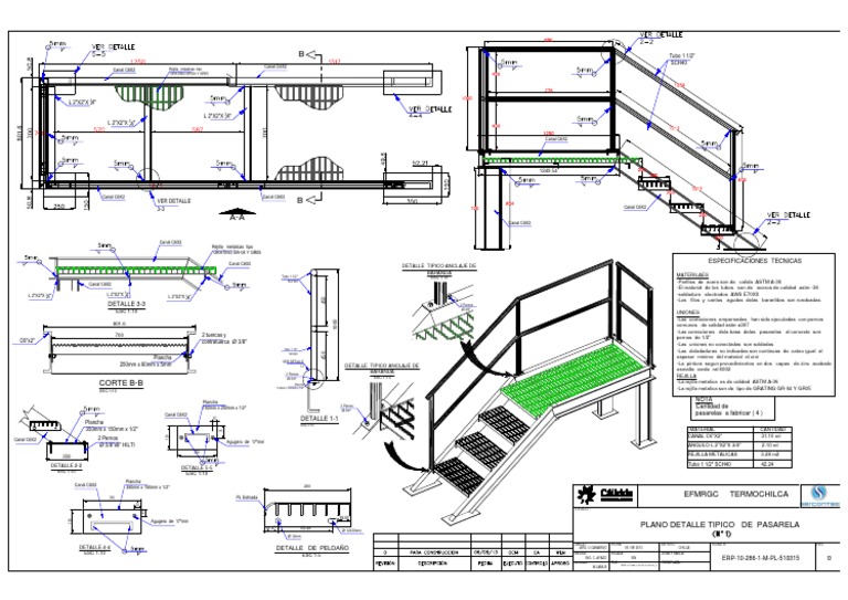 Diseño de sistema de pasarelas y barandas metálicas | PDF | Rieles
