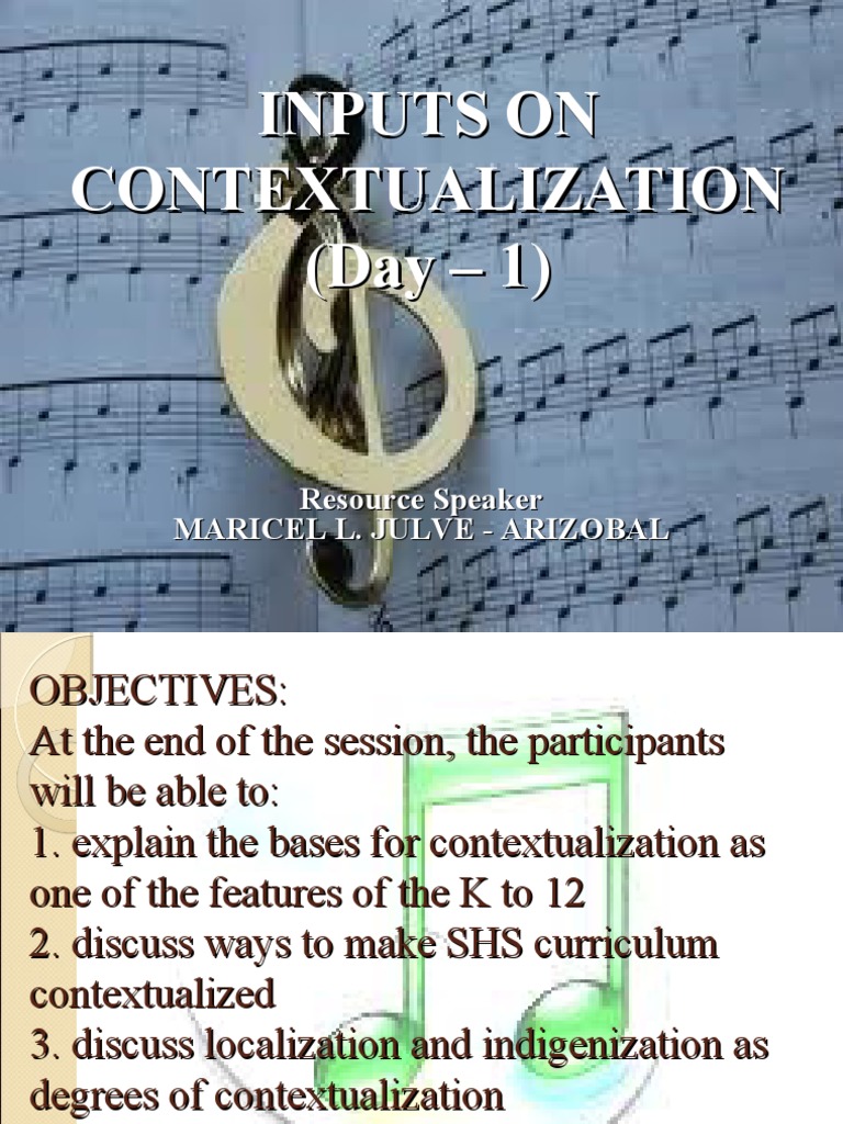 Inputs On Contextualization (Day - 1) | PDF | Learning | Curriculum
