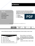 4: Cost Behaviour: Topic List