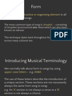 Constructive or Organising Element: Form Is The in All Music, Including Songs