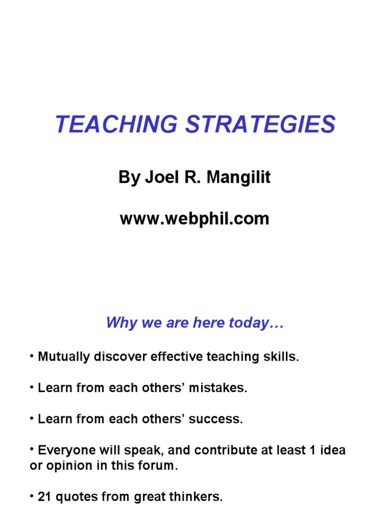 Effective Teaching Strategies Unveiled | PDF | Teachers | Learning