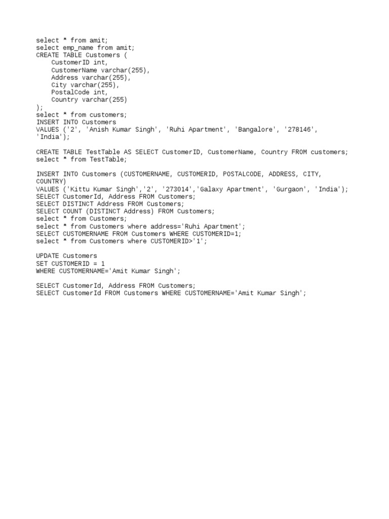 SQL Commands | PDF
