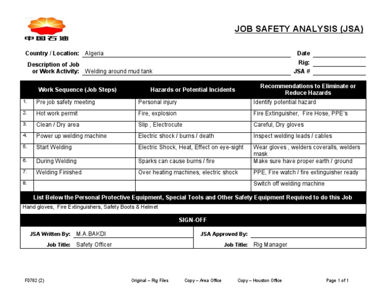 Welding Job Safety Analysis in Algeria | PDF | Personal Protective ...