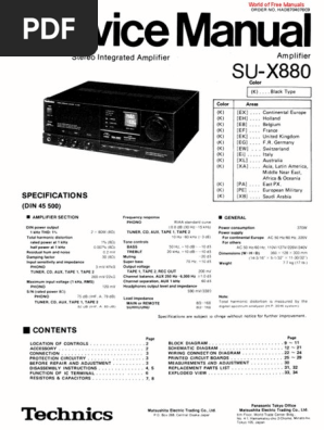 つなぎ　Technics su-x880 Technics SU-X880 Stereo Integrated Amplifier Manual | HiFi