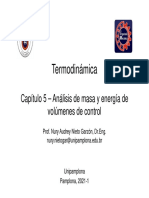 Capítulo 5, Termodinámica, Análisis de Masa y Energía de Volúmenes de Control, 2021-2