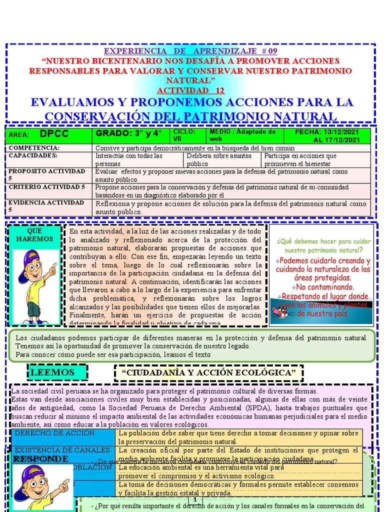 Acciones para Defender el Patrimonio Natural | PDF | Biodiversidad | Perú
