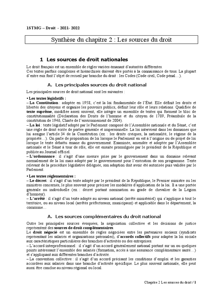 Sources du Droit Français et Institutions | PDF | Constitution ...