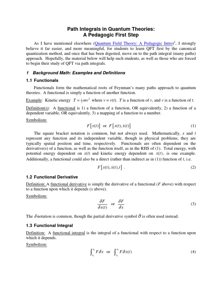 Path Integrals in Quantum Theories-Lecture-I | PDF | Quantum Field ...