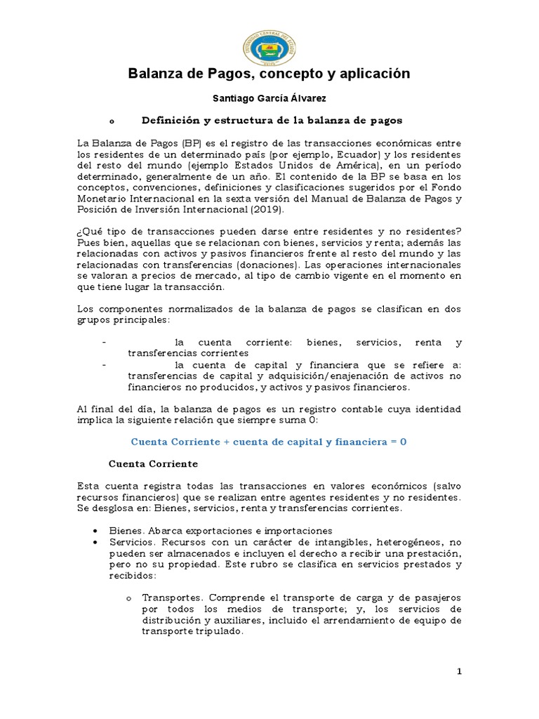 Balanza de Pagos: Definición y Estructura | PDF | Balance de pagos ...