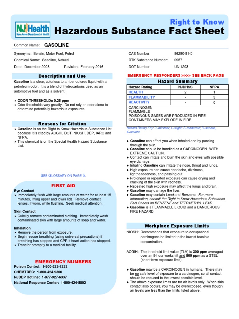 Hazard Sheet | PDF | Safety | Chemistry