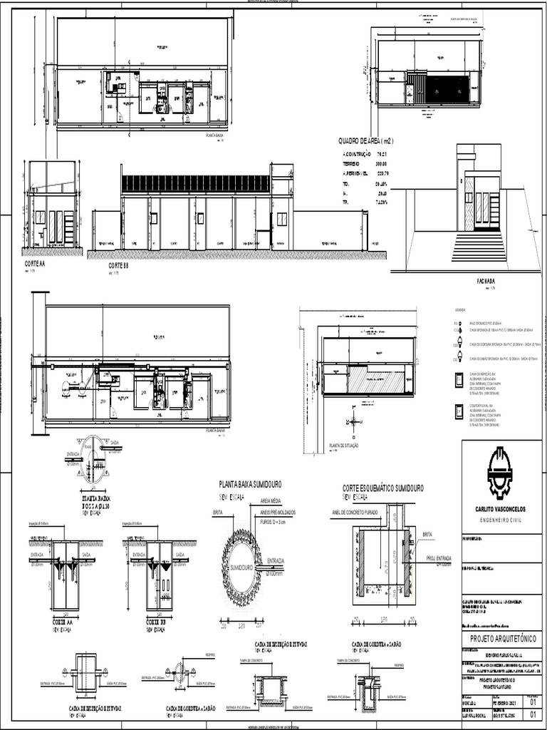 Planta Baixa Casa 5x30 com 3 Quartos | PDF | Engenharia Civil | Setores ...