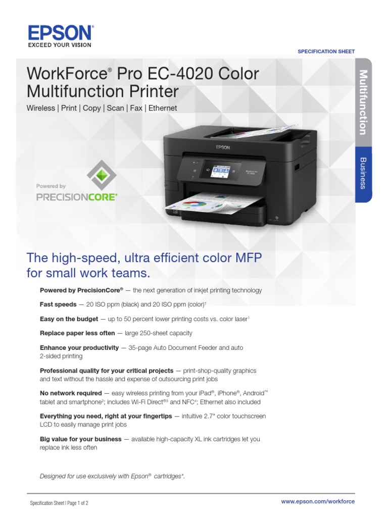 Workforce Pro Ec4020 Color Multifunction Printer The HighSpeed