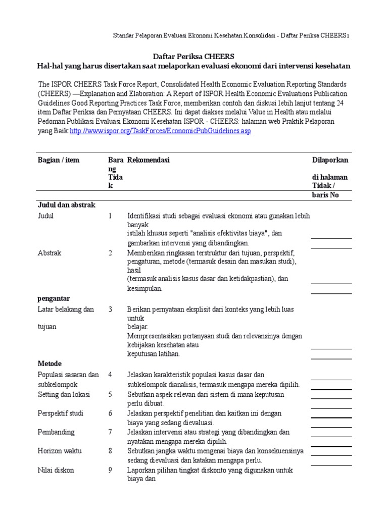 Revised CHEERS Checklist Oct13.en Id PDF
