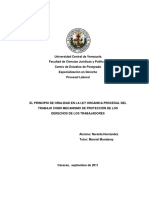 El Principio de Oralidad en La Ley Organica Procesal Del Trabajo