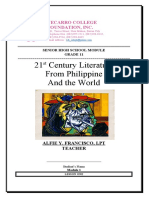 21 Century Literature From Philippine and The World: Tecarro College Foundation, Inc