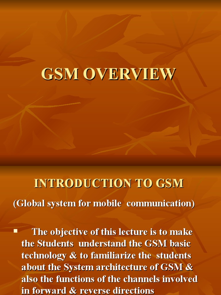 GSM Technology Overview and Architecture | PDF | Gsm | Mobile Phones