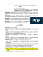 Estatuto de La Asociacion de Municipalidades de La Provincia de Pisco - Ampisco