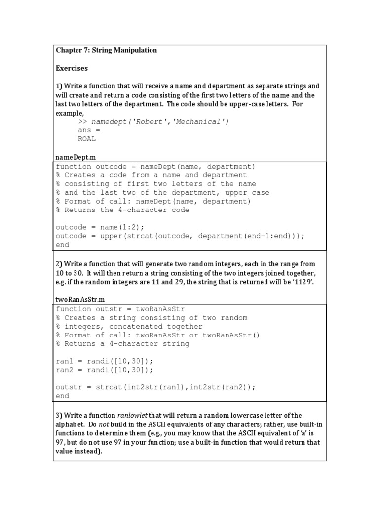 Chapter 7 String Manipulation Exercises Namedept ('Robert