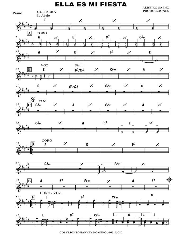 Ella Es Mi Fiesta - Piano | PDF