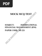 Mock MCQ Test: Subject: International Financial Management (Ifm) Paper Code: Ms 221