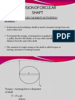 Torsion of Circular Shaft: Torque or Turning Moment or Twisting Moment