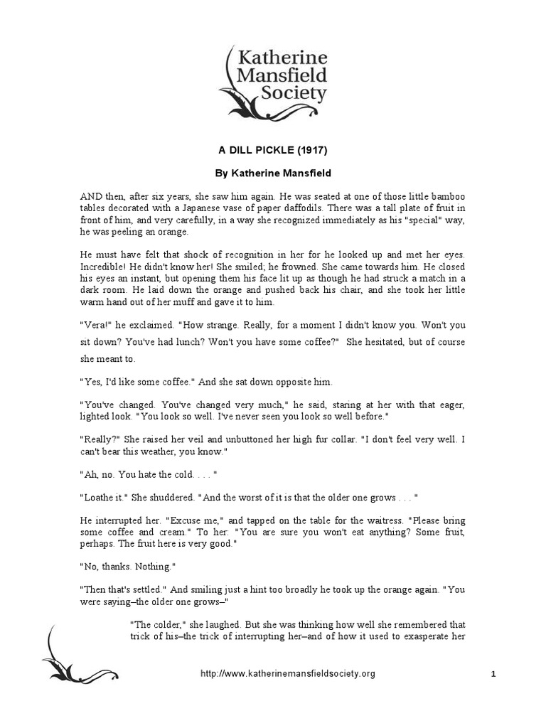 A Dill Pickle (1917) by Katherine Mansfield PDF