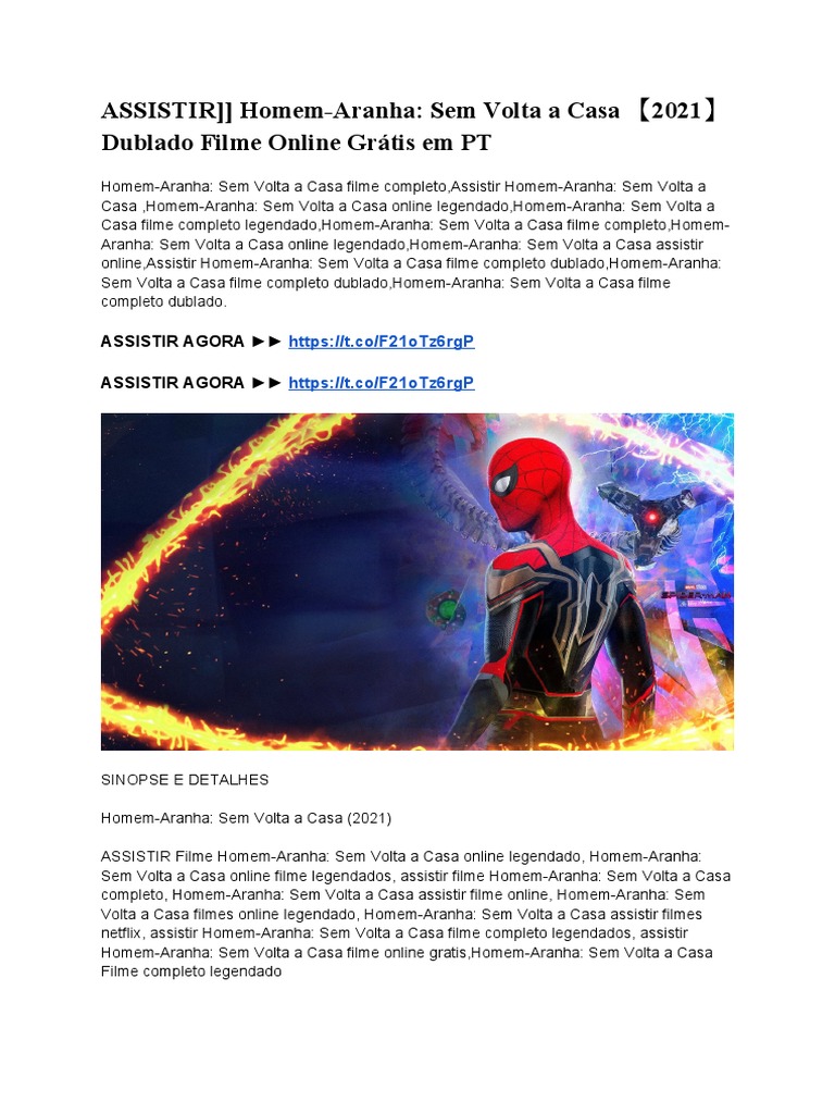 Assistir - Homem-Aranha - Sem Volta para Casa (2021) Dublado Filme Online  Grátis em Portuguêse Homem-Aranha, PDF, Harry Potter