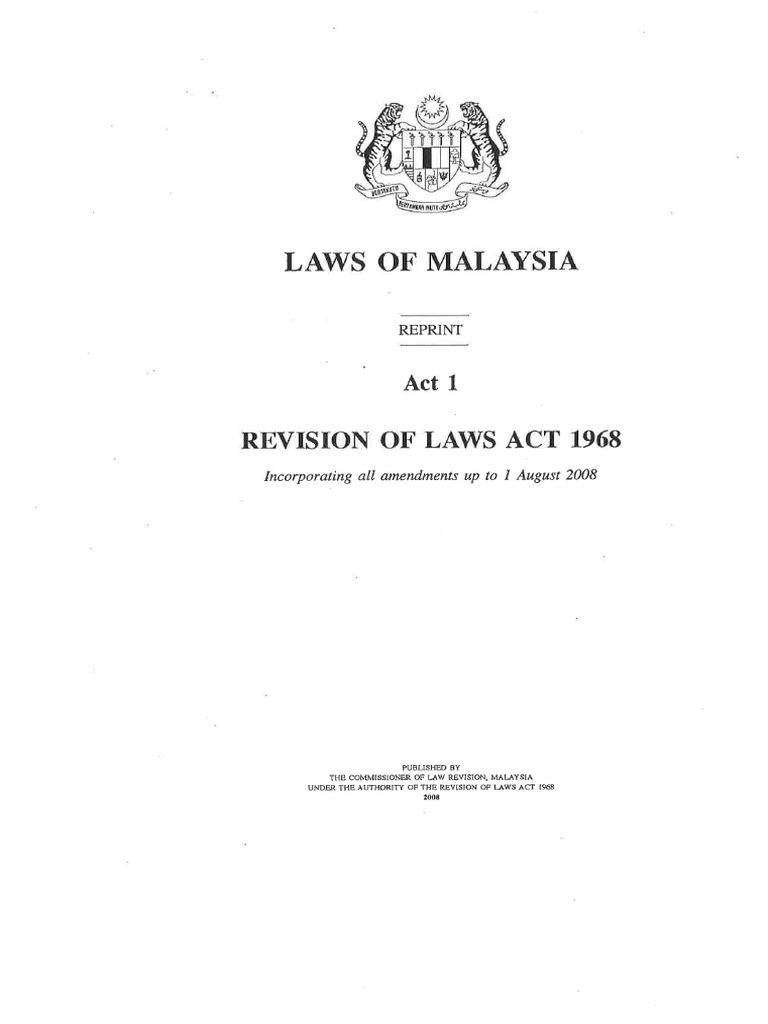 Revision of laws act 1968 akta penyemakan undang undang pdf