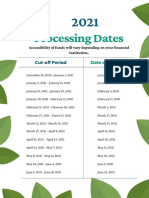 2021 Processing and Payroll Cut-off Dates