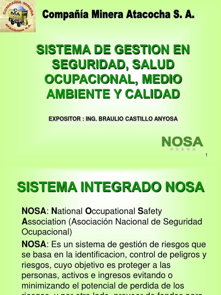 Sistema NOSA: Seguridad y Salud Laboral | PDF