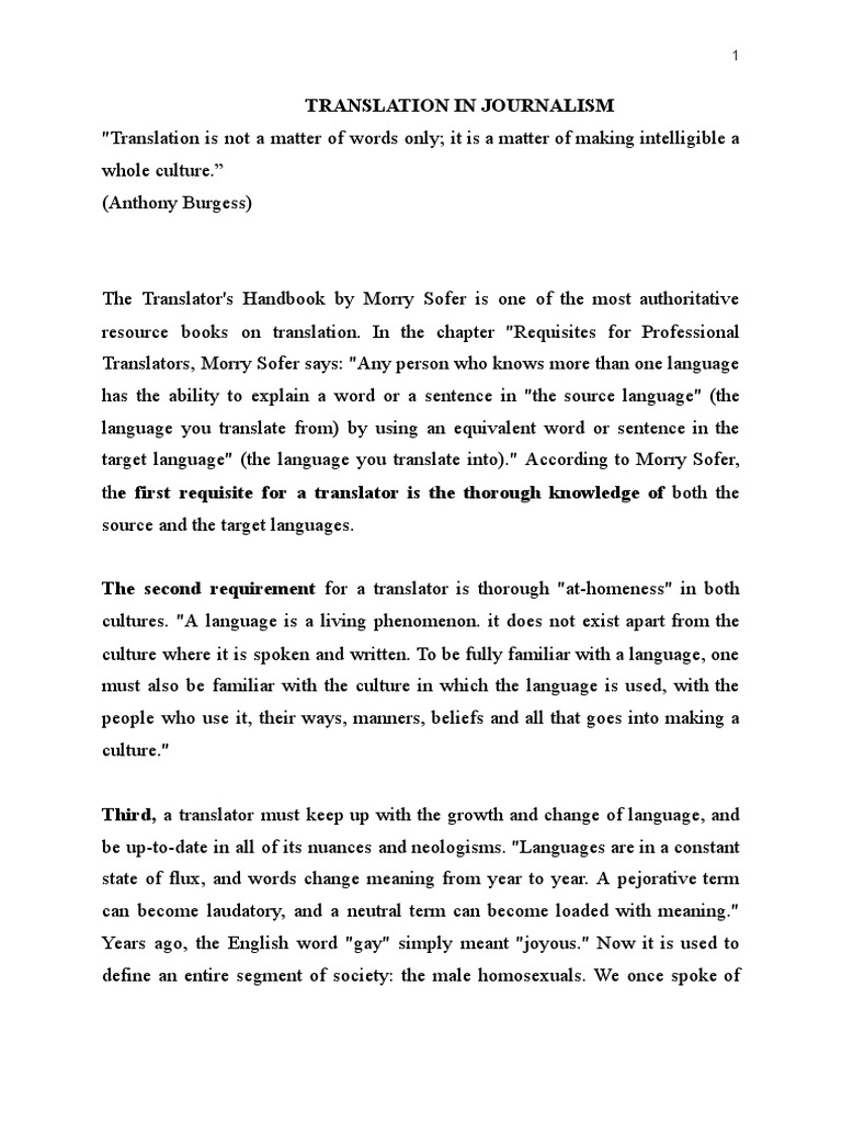 Translation in Journalism | PDF