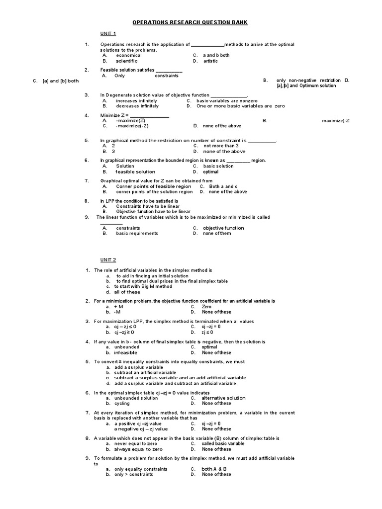 operations research question bank pdf