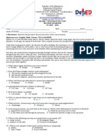 I.Directions:: Grade 7 Integrative Test Second Quarter SY 2021 - 2022