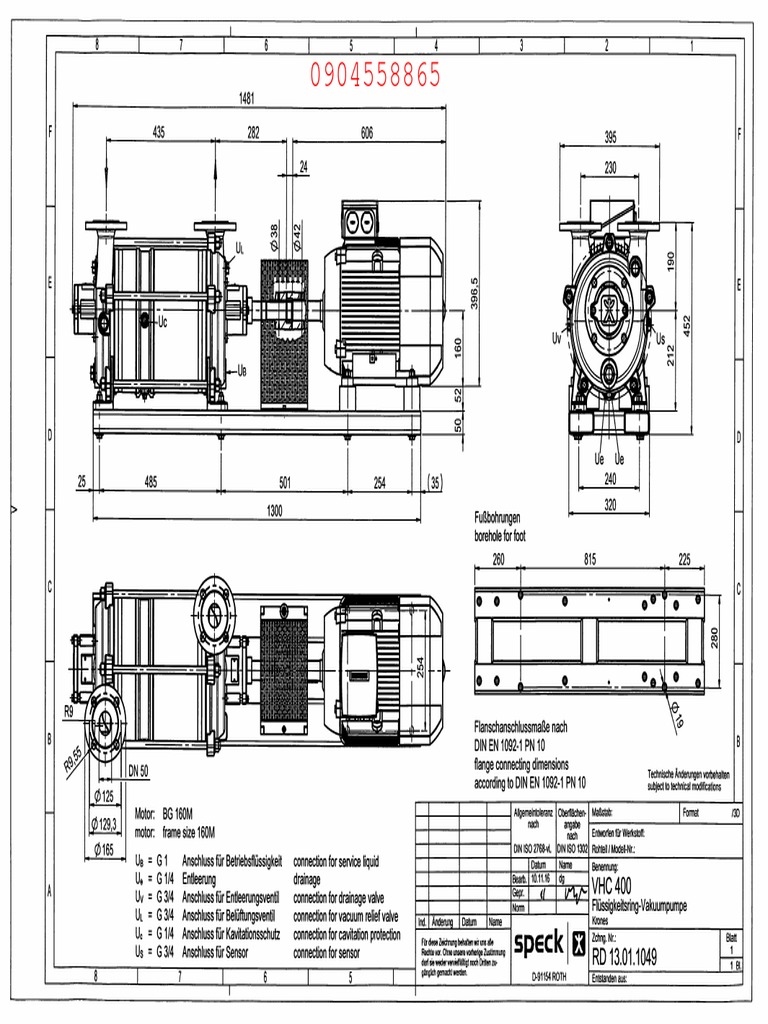 Vacuum Pump Drawing PDF Electricity Physical Quantities
