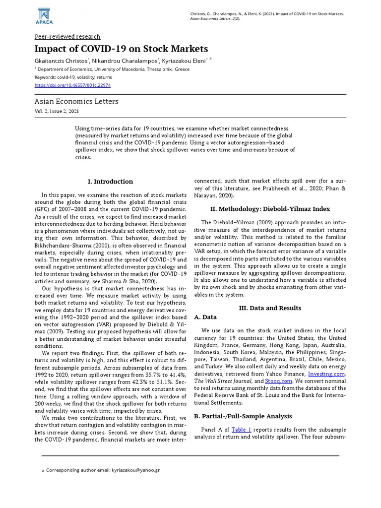 COVID-19's Impact on Stock Volatility | PDF | Stock Market Index ...