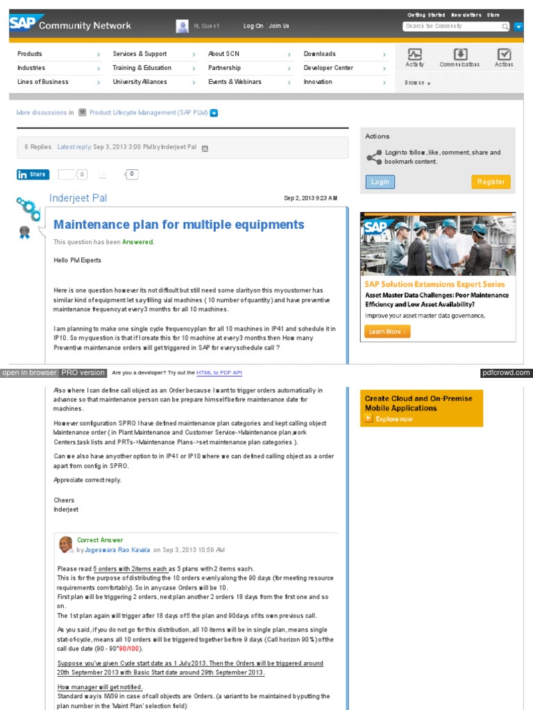 Maintenance Plan For Multiple Equipments | PDF | Html | Software