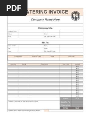 Catering Invoice