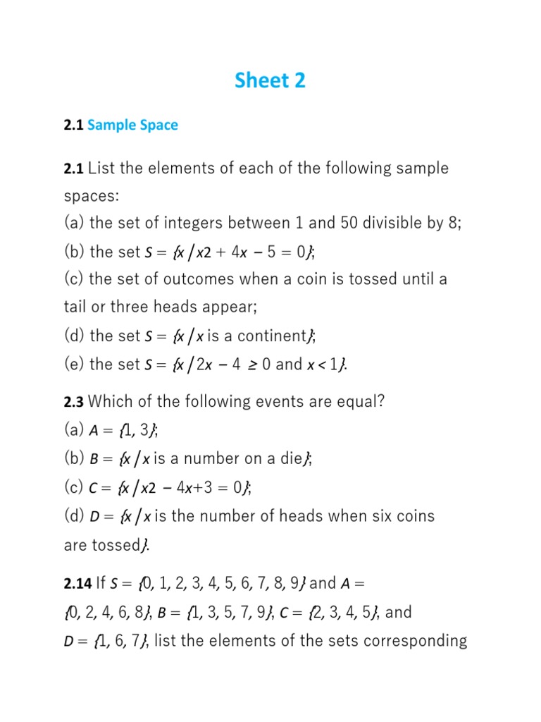 Sample Spaces and Probability Problems | PDF | Probability
