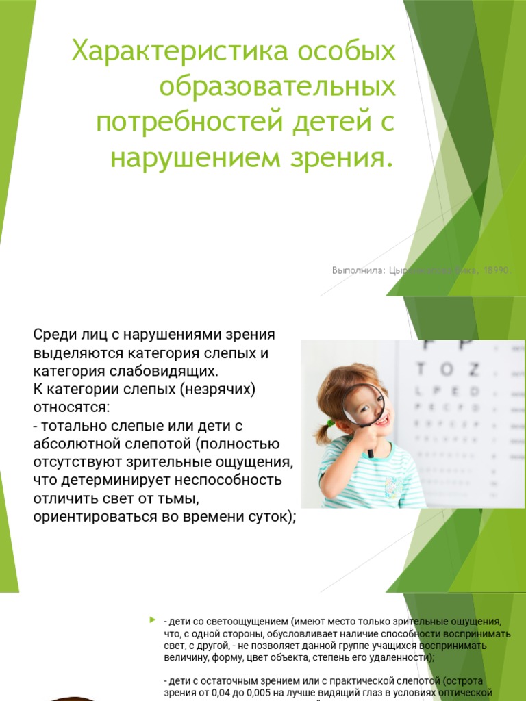 Характеристика Особых Образовательных Потребностей Детей С.