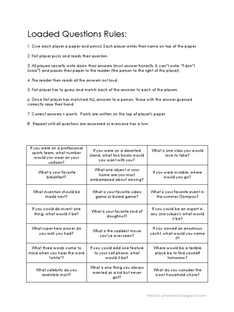 Loaded Questions Rules | PDF