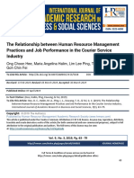 The Relationship Between Human Resource Management Practices and Job Performance in The Courier Service Industry