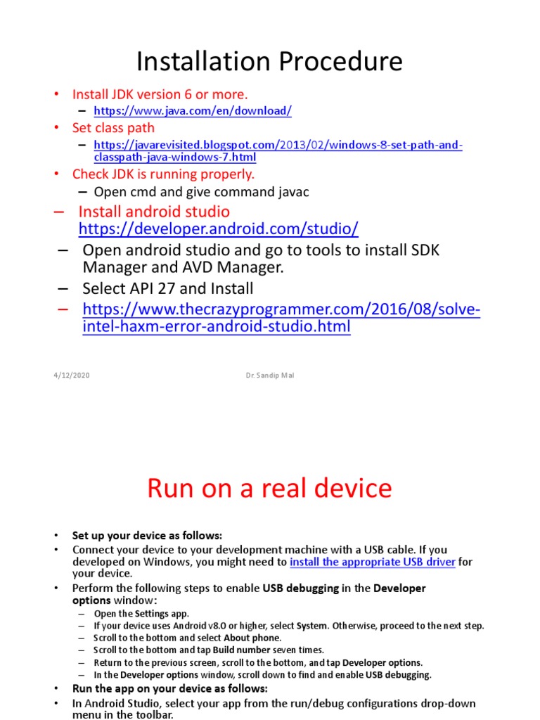 Android Studio Installation Guide | PDF | Computers
