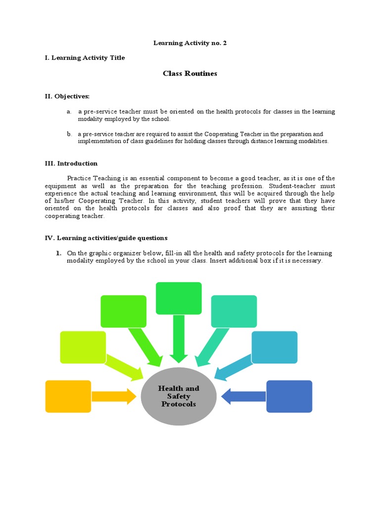 Class Routines: Learning Activity No. 2 I. Learning Activity Title | PDF
