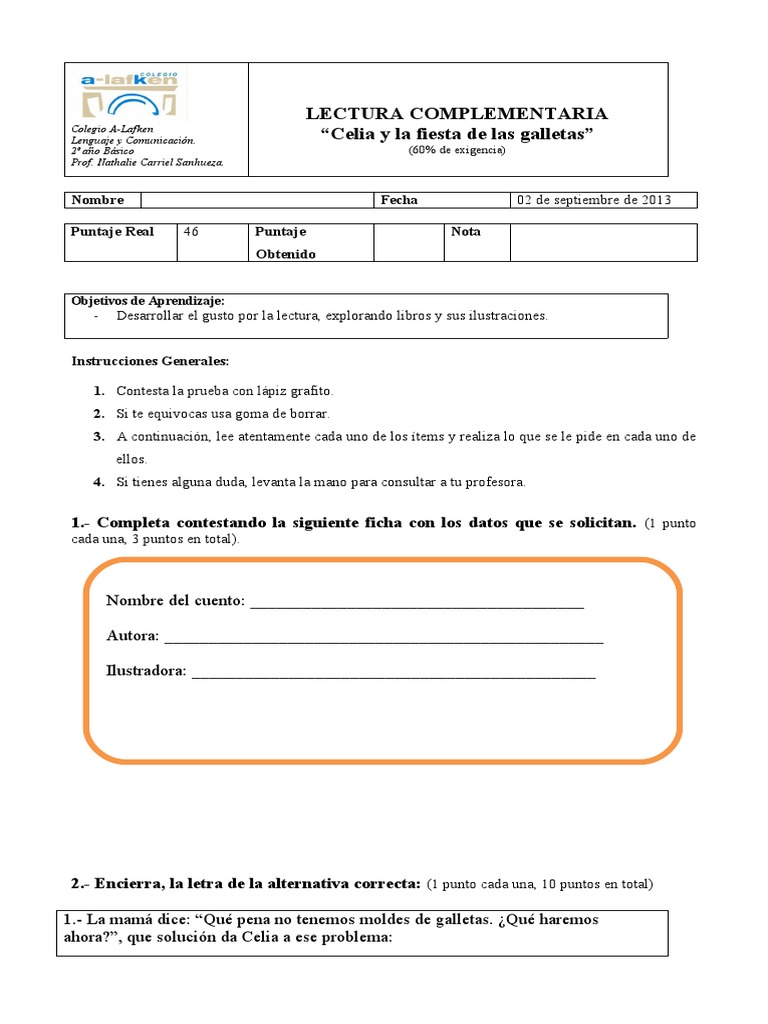 Celia y La Fiesta de Las Galletas PDF Gluten Galleta